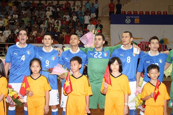 Trận đấu giữa Việt Nam và Italia thuộc Giải giao hữu Futsal Quốc tế 2012 diễn ra tại Tp. Hồ Chí Minh.